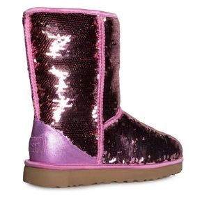 UGG Classic Short Sequin Boots in Pink